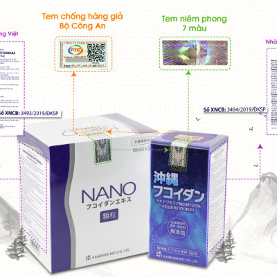 Combo Viên Uống Kanehide Bio Fucoidan Okinawa Hộp 180v Và Nano 30 Gói  Hỗ Trợ Ức Chế Tăng Trưởng Tế Bào Ung Thư, Tăng Cường Hệ Miễn Dịch, Đề Kháng Cho Cơ Thể.