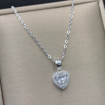 Dây Chuyền Vòng Cổ Nữ Bạc Ta Trái Tim Đính Đá Cao Cấp BẠC HIỂU MINH DMD486
