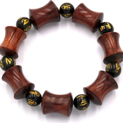 Vòng tay chuỗi hạt gỗ hồng hình ống tre HMB8