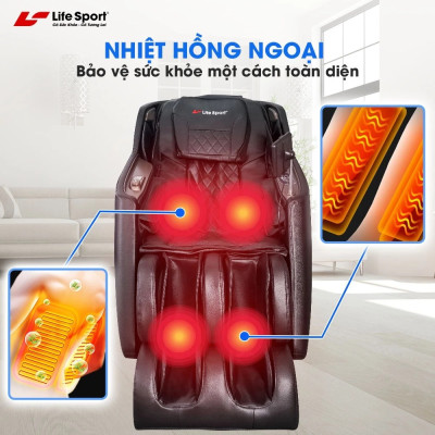 Ghế Massage Toàn Thân Giá Rẻ Lifesport LS-388, Ghế Massage Con Lăn 4D Kết Hợp Đường Ray SL, Hệ Thống Túi Khí Toàn Thân