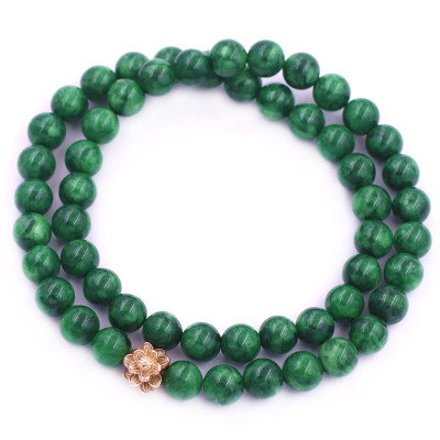 [Mệnh Mộc, Hỏa] Vòng Chuỗi Niệm Phật Đá Cẩm Thạch Sơn Thủy 12 Ly 54 Hạt Charm Hoa Sen Inox, Vòng Chuỗi Phật Giáo, Chuỗi Niệm Phật Hạt To - Phong Thủy 868