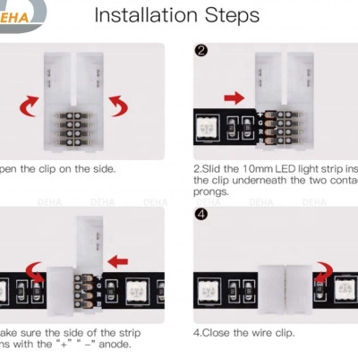 Đầu nối chữ thập, chữ X, dấu cộng + 4 chân cho led dây dán 5050, 2835, 3528 RGB đổi màu connector 4P pin 10 mm  trang trí dán tường thạch cao, cây máy tính, màn hình, ti vi, TV, Gaming, Tiktok dán tường, chống nước bền đẹp- Chính hãng DEHA