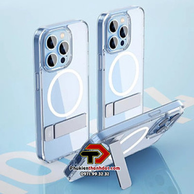 Ốp lưng cho iPhone 14 Pro Max có giá đỡ chính hãng WIWU Aurora Crystal, hỗ trợ sạc không dây - Hàng chính hãng