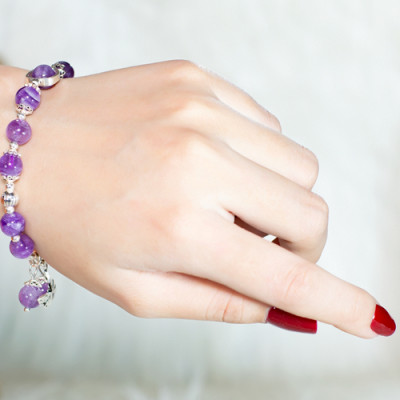 Vong Tay Phong Thủy Thạch Anh Tím Thiên Nhiên Mix Bạc 925 Cho Mạng Kim Thủy, Món Qùa Trang Sức  Phong Thủy May Mắn Ý Nghĩa  VT016