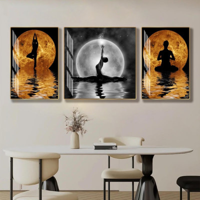 (CÓ ẢNH THẬT)Tranh treo tường tráng gương trang trí decor lớp học yoga 11 kèm đinh treo