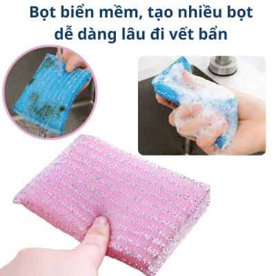 Set 8 Món Rửa Bát, Bùi Nhùi, Mút Rửa Chén, Đĩa Tạo Bọt, Cước Chà Xoong Nồi Có Tay Cầm Chà Bồn Rửa