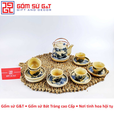 Bộ trà nhật vuốt tay sơn thủy men rạn Gốm Sứ G&T