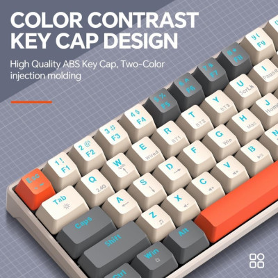 Keyboard ko dây T-WOLF T30 Cream Gray Chính hãng (Phím cơ, 63 key, Blue Switch, 22 chế độ LED, Pin sạc, Bluetooth - Hàng chính hãng