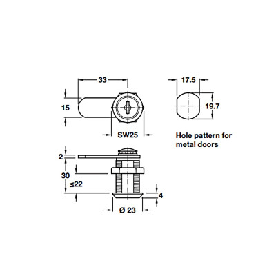 Lõi khóa cốp Hafele Econo - Chìa không trùng nhau - 235.19.211