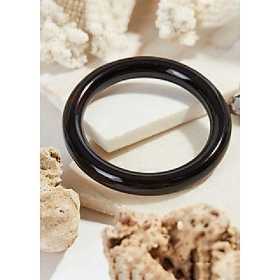 Vòng tay mã não đen thiên nhiên bản tròn dày 10mm - Ngọc Qúy Gemstones