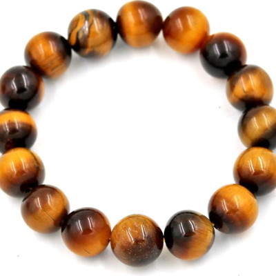 Vòng tay chuỗi hạt đá mắt hổ vàng đen 10 ly 16 hạt