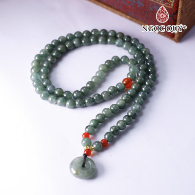 Chuỗi cổ đồng điếu đá cẩm thạch nước ngọc hạt 6mm mệnh hỏa, mộc - Ngọc Quý Gemstones