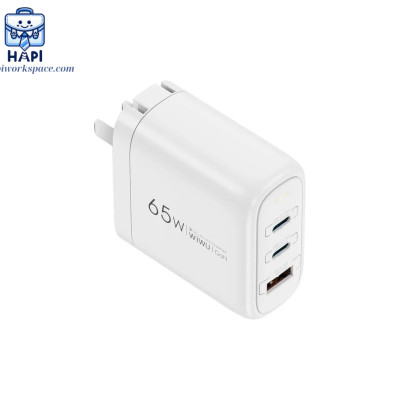 Củ sạc nhanh GaN hàng chính hãng WiWU ARK 65W (2C1A) Wi-U024: Chân gập US, sạc laptop, điện thoại