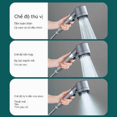 Vòi tắm hoa sen KG28  4in1 kèm đầu cọ massage 3 chế độ nước, đầu vòi có lõi lọc cao cấp tặng kèm dây sen 1m5- Hàng chính hãng