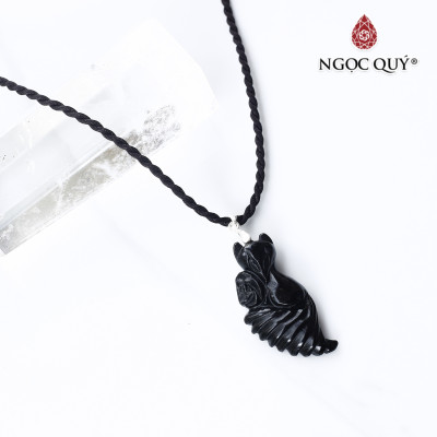 Mặt đây chuyền hồ ly 9 đuôi đá tourmaline đen 33x18mm mệnh thủy mộc - Ngọc Quý Gemstones