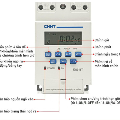 Chint Bộ hẹn giờ timer thời gian thực KG316T Chint (hàng chính hãng)