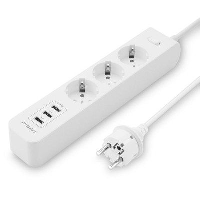 Ổ Cắm Điện Thông Minh 3 Ổ Cắm AC - Pisen 303-EP - Màu Trắng