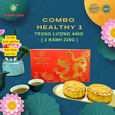 Hộp Bánh Trung Thu 2 bánh kiêng đường 1 trứng 220g dành cho người ăn kiêng - COMBO HEALTHY 1 - Thành Long (440g) - VIỆT NAM
