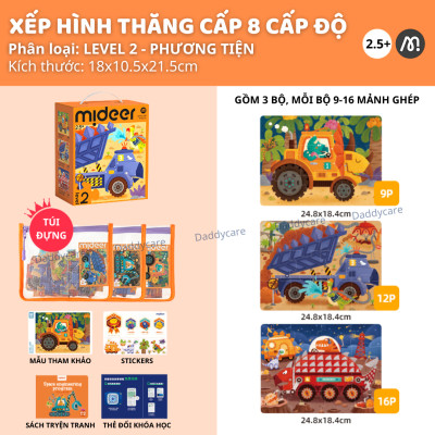 Xếp Hình Cho Bé 3, 4, 5 Tuổi cấp độ Mideer puzzles Level Up 2 Animal đồ chơi trí tuệ cho bé