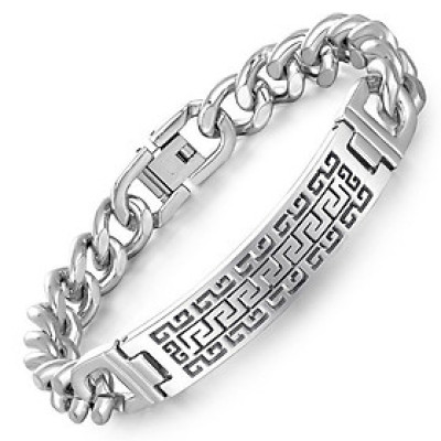  Lắc tay nam thời trang mặt chữ nhật viền mê cung phong cách sành điệu MST93