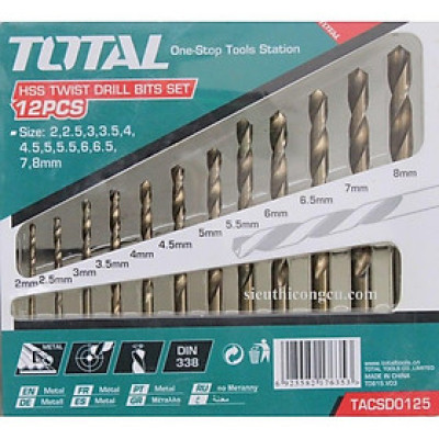 BỘ MŨI KHOAN KIM LOẠI HSS 12 CHI TIẾT TOTAL TACSD0125