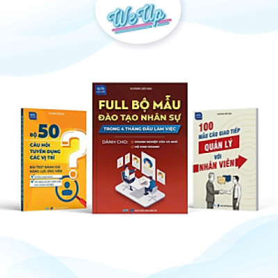 Combo 3 sách: Full bộ mẫu đào tạo nhân sự, 100 Mẫu câu giao tiếp, Bộ 50 câu hỏi tuyển dụng