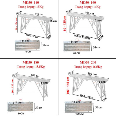 Giàn Giáo Bàn Đứng Rộng 30cm, Gấp Gọn MD30, Chắc Chắn - Chính hãng NIKITA 2024