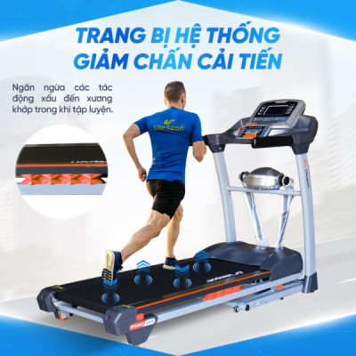 Máy Chạy Bộ Lifesport LS-6, Máy Chạy Bộ Có Tay Cầm Cảm Biến Nhịp Tim, Vùng Chạy Rộng Rãi  Với 7 Lớp Chống Trượt