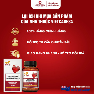 Viên Uống Bổ Tim Nutri CO-Q10 160MG Hawthorn 30 Viên | Giúp Tim Khỏe Mạnh, Phục Hồi Sức Khỏe - Nhập Khẩu Chính Hãng
