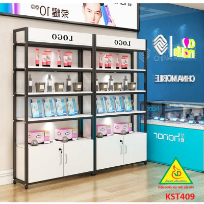 Kệ trưng bày sản phẩm, hàng hóa , kệ trang trí khung sắt mặt gỗ KST409 - Nội thất lắp ráp Viễn Đông Adv