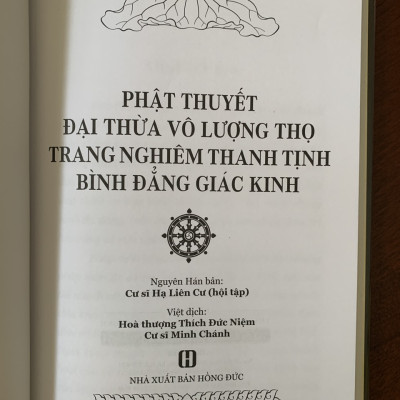 Phật Thuyết Đại Thừa Vô Lượng Thọ trang nghiêm thanh tịnh bình đẳng giác kinh ( bìa da) 