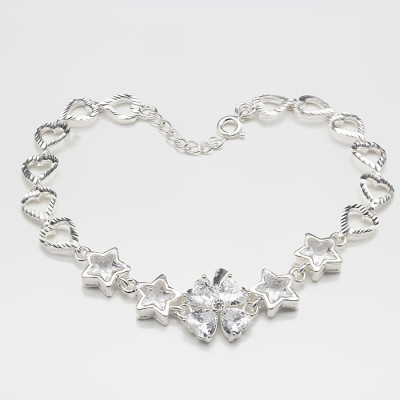 Vòng tay BẠC HIỂU MINH LTU446S mix họa tiết đính đá thời thượng trang sức bạc thật 925 