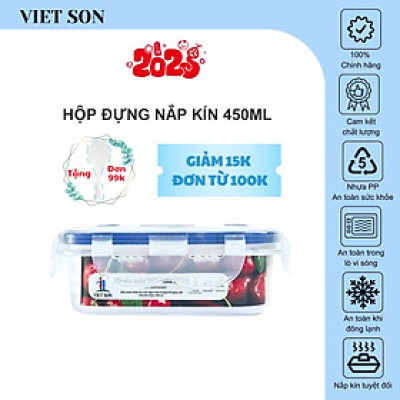 [TẶNG KHAY RÁO NƯỚC] Hộp Đựng Thực Phẩm VIETSON 450ml Nắp Khóa 4 Cạnh Kín Hơi