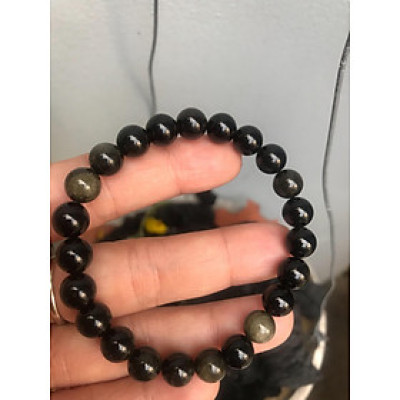 VÒNG ĐÁ MẮT MÈO OBSIDEN 8LY NỮ MỆNH THUỶ ĐÁ TỰ NHIÊN