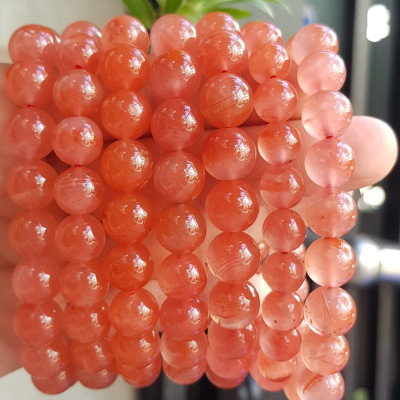 Vòng đeo tay nữ chuỗi mới đá mã não hồng cam bóng mượt đẹp size vòng hạt 10mm nam nữ mệnh hỏa mệnh thổ đeo ạ