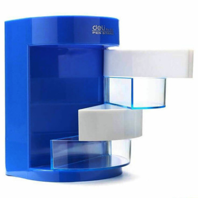 Khay Cắm Bút 4 Ngăn Xoay Deli 0904 - Màu Xanh