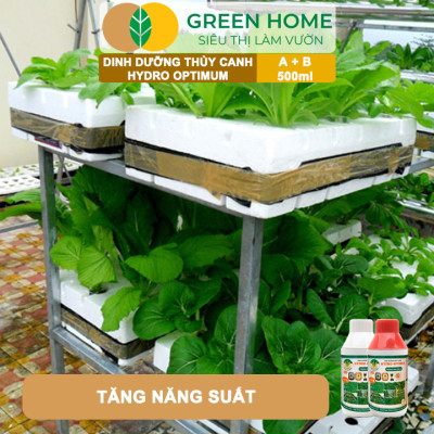 Dung Dịch Thủy Canh Hydro Optimum, GreenHome, Bộ 2 chai 500ml, Dinh Dưỡng Thủy Canh Rau Ăn Lá, Hữu Cơ