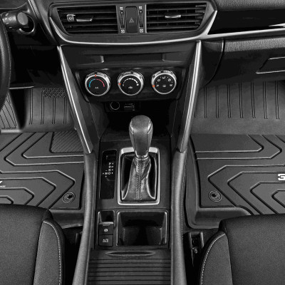 Thảm lót sàn xe ô tô MAZDA 6 ATENZA 2013- đến nay Nhãn hiệu Macsim 3W chất liệu nhựa TPE đúc khuôn cao cấp - màu đen