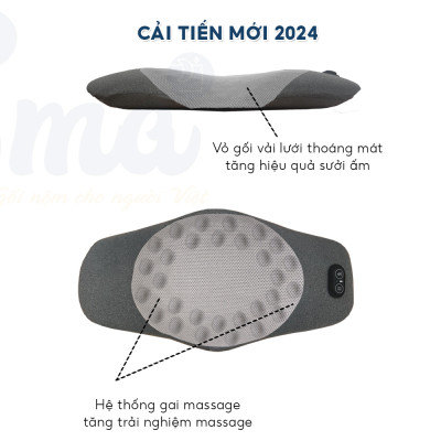 Đệm kê lưng chống thoát vị đĩa đệm EMA tích hợp massage rung & chườm nóng, gối kê lưng giảm đau lưng, tăng tuần hoàn máu