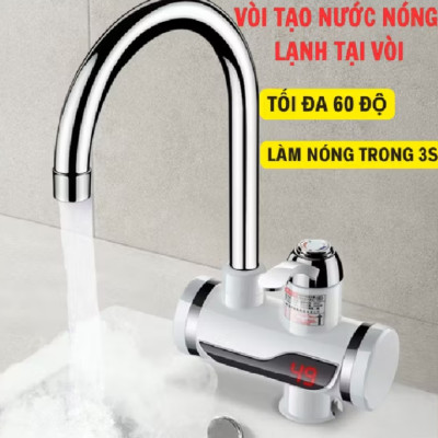 máy làm nóng trực tiếp tại vòi gắn bồn và gắn chậu làm nóng nhanh nhiệt độ 60c trở xuống giúp việc giữa bát tắm giặt dễ dàng hơn 