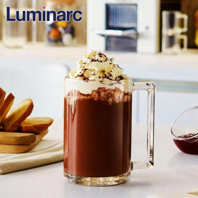 Bộ cốc (ly) bia Luminarc Fitness 6 chiếc có quai 450ml, chống bám màu, bám mùi hiệu quả - L8042*6