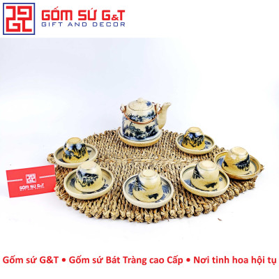 Bộ trà nhật vuốt tay sơn thủy men rạn Gốm Sứ G&T