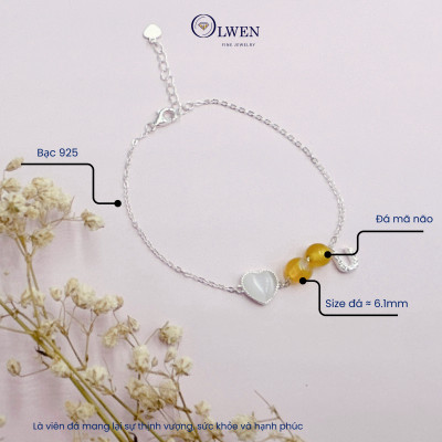 Lắc Tay Bạc Nữ S925 Đính Đá Mã Não Vàng BAC_B02