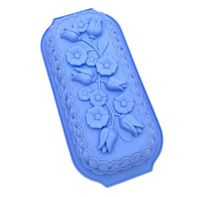 Khuôn silicon làm đế bánh, rau câu, bánh mì hình chữ nhật các loại hoa - Loại 32 cm - Mã số 1127