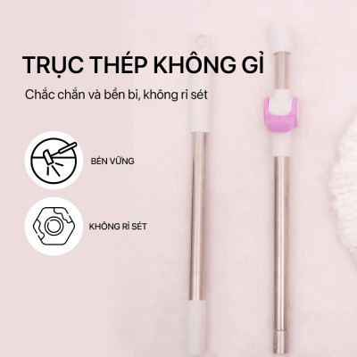 Cây Lau Nhà Đơn MyJae Sợi Microfiber Xoay 360 Độ Phù Hợp Cho Nhiều Loại Thùng Lau 134cm