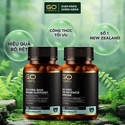 Bộ Sản Phẩm Cho Bé Khỏe, Thông Minh: GO KIDS VIR DEFENCE Immune, GO KIDS DHA Brain IQ - Hàng Chính Hãng