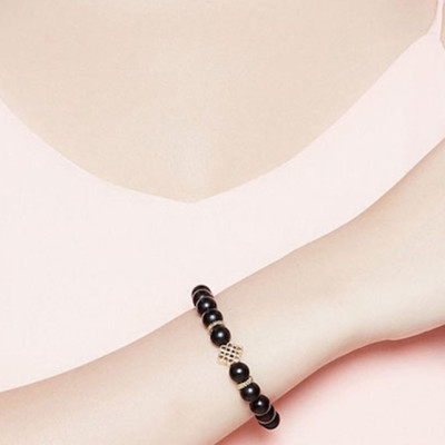 Vòng Tay Phong Thủy Nữ Đá Obsidian Phối Charm Si (8mm) Mệnh Thủy, Mộc Ngọc Quý Gemstones