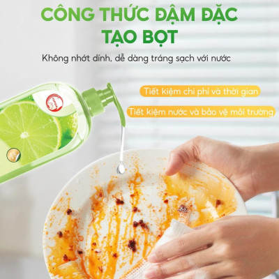Nước rửa chén bát TopGia hương chanh chiết xuất tự nhiên làm sạch dầu mỡ bảo vệ da tay chai 1kg