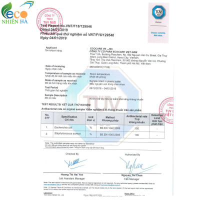 Nước rửa tay ECOCARE 4L tinh dầu thiên nhiên hữu cơ, nước rửa tay tạo bọt, không khô da tay