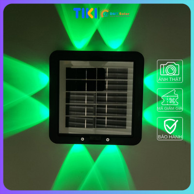Đèn ốp tường hắt tường 4 đầu 8 tia năng lượng mặt trời HT08-RGB